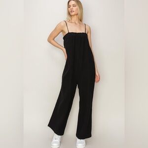 #077 Black Cotton Jumpsuit